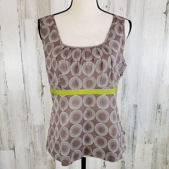 Boden Tops - Boden Brown and Lime Patterned Blouse
